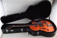 Lot 109 - Gretsch Electromatic semi acoustic electric guitar in orange with strap and hardcase