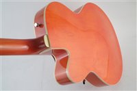 Lot 109 - Gretsch Electromatic semi acoustic electric guitar in orange with strap and hardcase