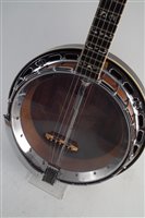 Lot 132 - Hondo II Five string banjo, with inlaid fingerboard rosewood resonator,  with hard case