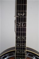 Lot 132 - Hondo II Five string banjo, with inlaid fingerboard rosewood resonator,  with hard case