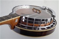 Lot 132 - Hondo II Five string banjo, with inlaid fingerboard rosewood resonator,  with hard case