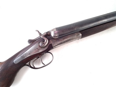Lot 91 - 12 bore double hammer gun by Husquarna serial number 79231