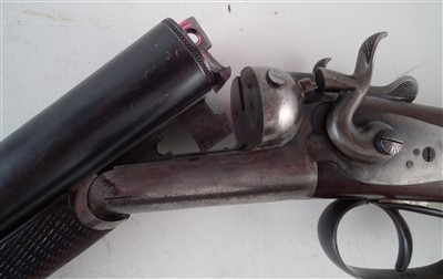Lot 91 - 12 bore double hammer gun by Husquarna serial number 79231