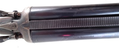 Lot 91 - 12 bore double hammer gun by Husquarna serial number 79231