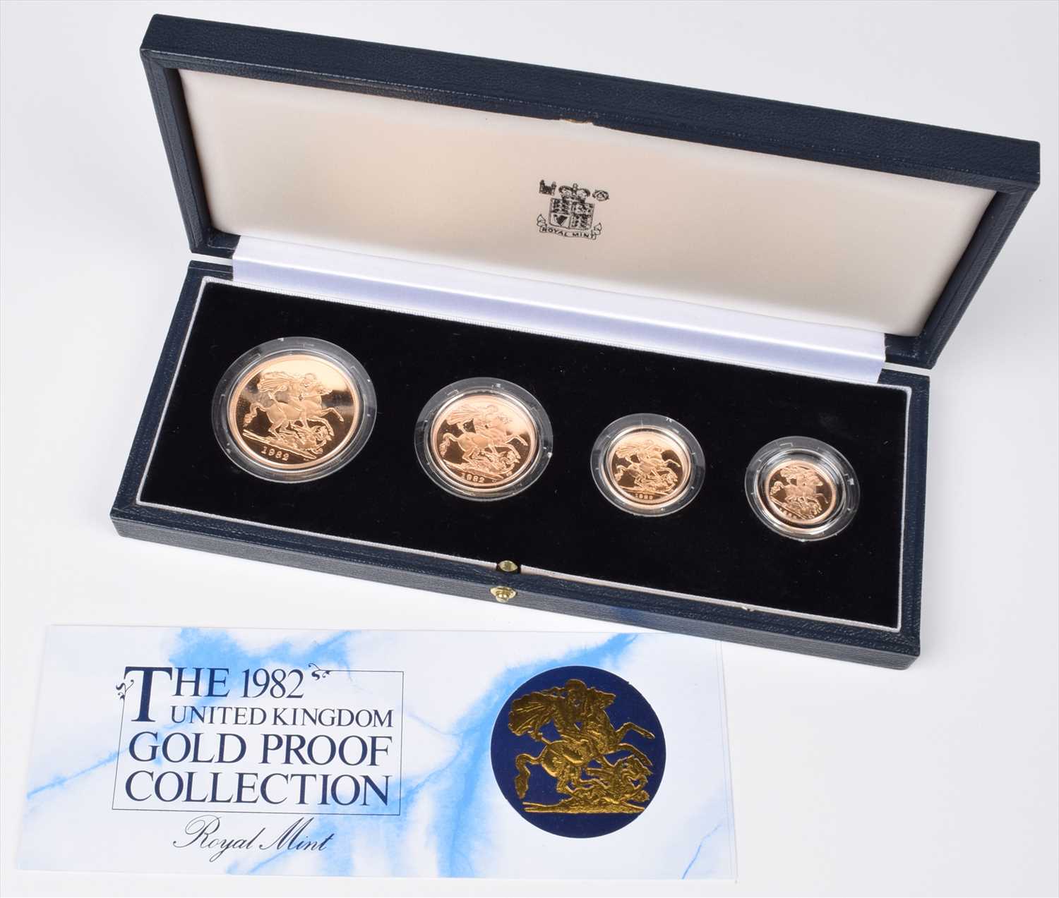 87 - Elizabeth II, United Kingdom, 1982, Gold Proof Four Coin Collection, Royal Mint.