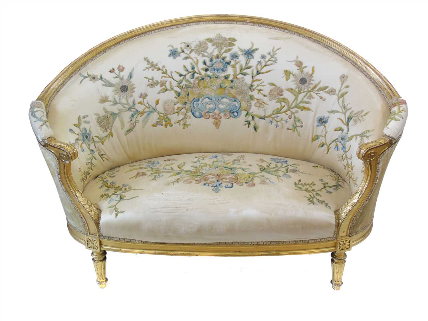 190 - Mid 19th century French gesso framed two seater sofa