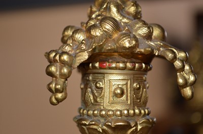 Lot 331 - A pair of early 20th-century bronze and ormolu mounted four branch candelabra