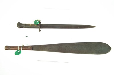 Lot 48 - Kenya Mau Mau Machete and a pattern 1888 bayonet