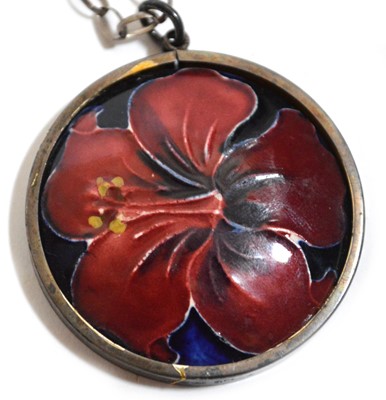 Lot 128 - Moorcroft Hibiscus pendant