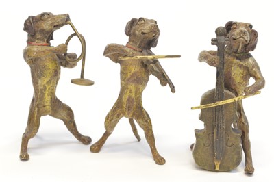 Lot 9 - Cold Painted Bronze Band of 10 Dog Musicians