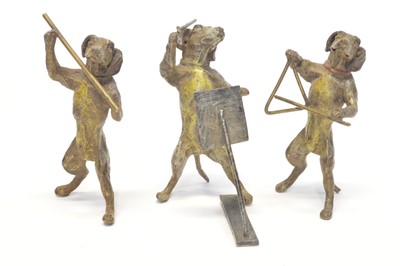 Lot 9 - Cold Painted Bronze Band of 10 Dog Musicians