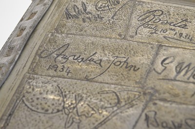 Lot 113 - Pewter casket signed by celebrities of the mid 20th century