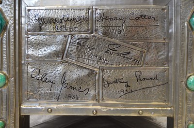Lot 113 - Pewter casket signed by celebrities of the mid 20th century