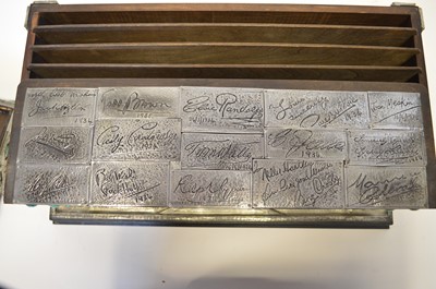Lot 113 - Pewter casket signed by celebrities of the mid 20th century