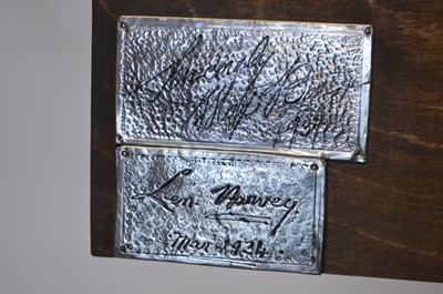 Lot 113 - Pewter casket signed by celebrities of the mid 20th century