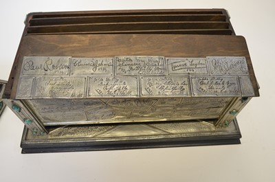 Lot 113 - Pewter casket signed by celebrities of the mid 20th century