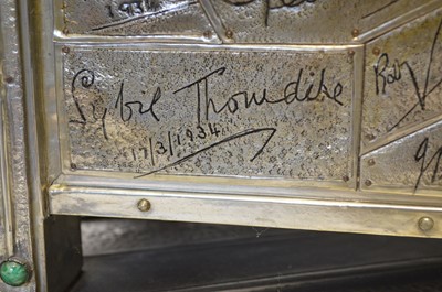 Lot 113 - Pewter casket signed by celebrities of the mid 20th century
