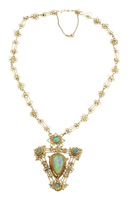 Lot 77 - An Arts & Crafts style opal necklace