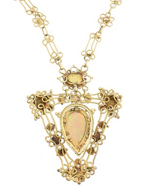 Lot 77 - An Arts & Crafts style opal necklace