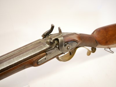 Lot 39 - Belgian 20 bore percussion double barrel shotgun
