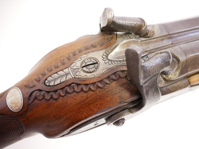 Lot 39 - Belgian 20 bore percussion double barrel shotgun
