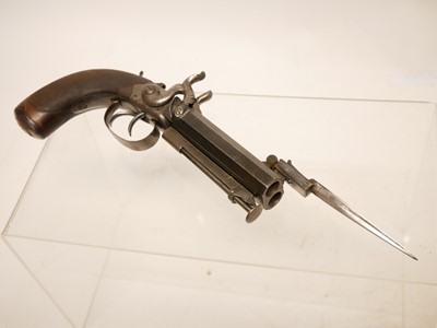 Lot 2 - Atkinson of Lancaster double barrel pistol with bayonet