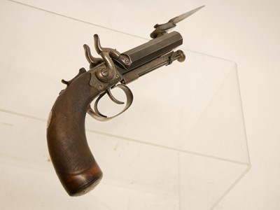 Lot 2 - Atkinson of Lancaster double barrel pistol with bayonet