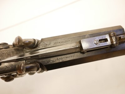 Lot 2 - Atkinson of Lancaster double barrel pistol with bayonet