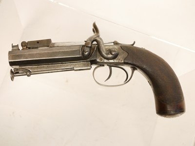 Lot 2 - Atkinson of Lancaster double barrel pistol with bayonet