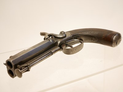 Lot 2 - Atkinson of Lancaster double barrel pistol with bayonet
