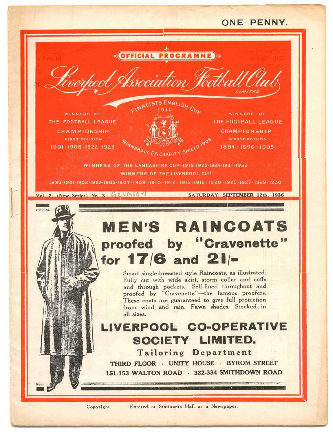 Lot 133 - Liverpool v Grimsby Town