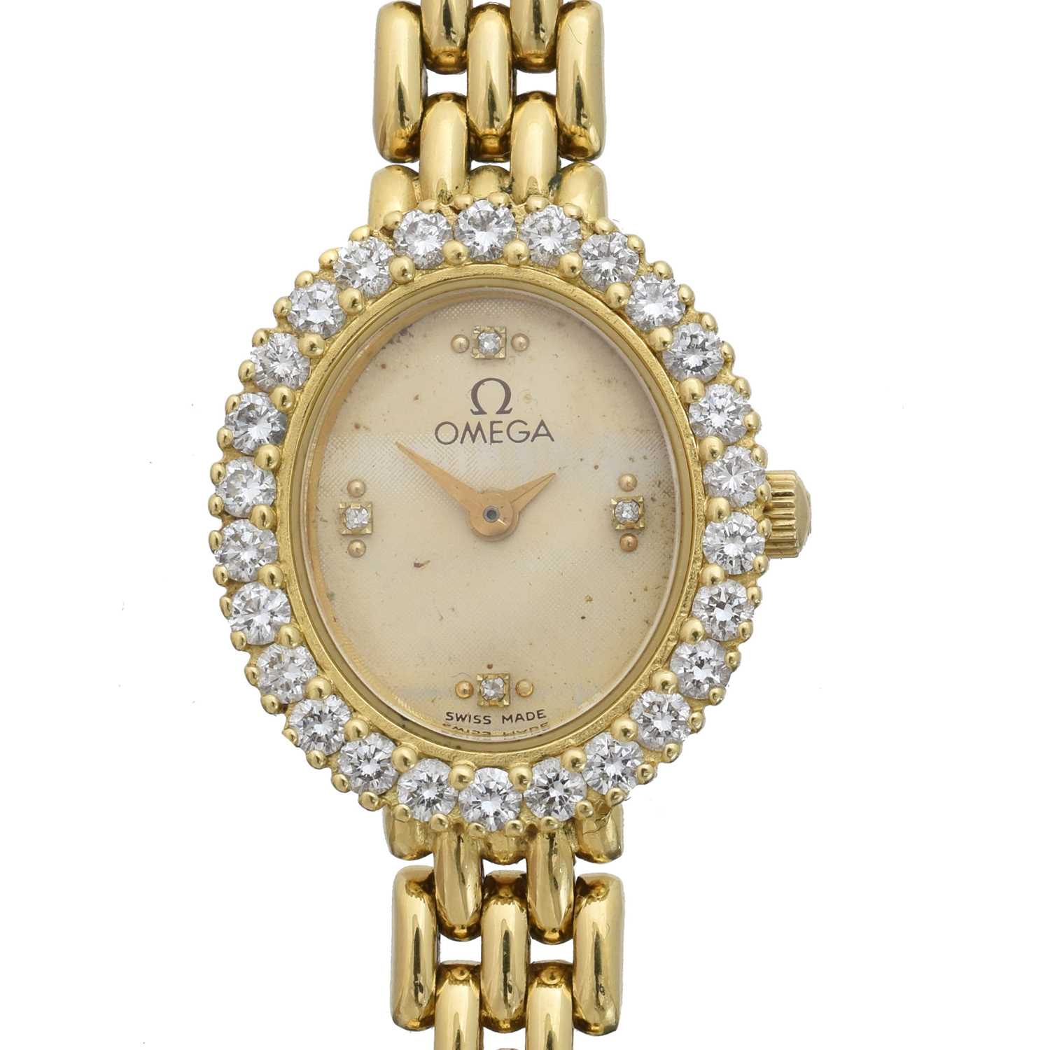 Lot 197 - A 1980s 18ct gold Omega quartz wristwatch, ref. 1450.