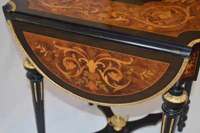 Lot 400 - Late 19th Century French Ebonised Drop Leaf Centre Table