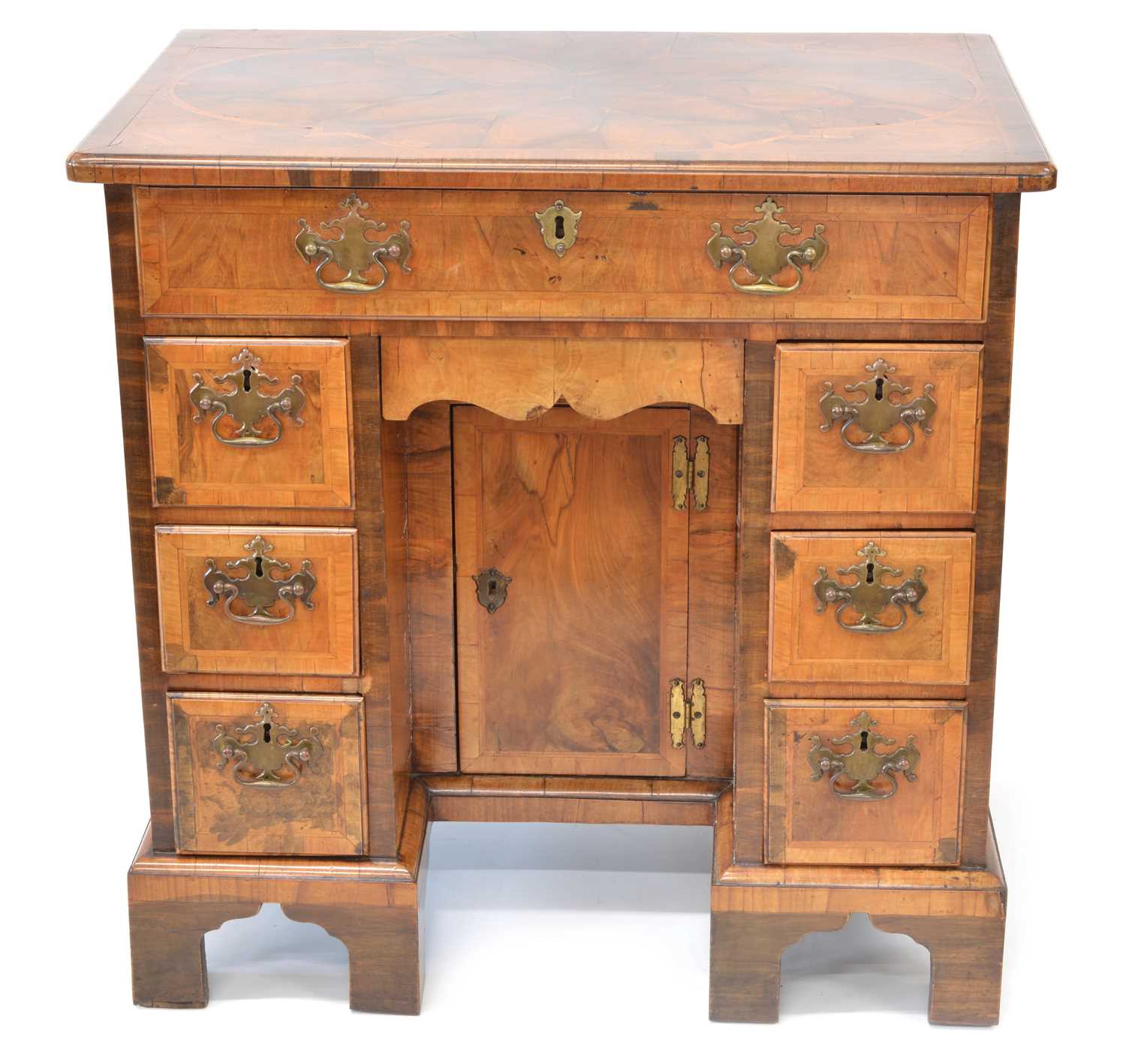 273 - Mid 18th Century Oyster Veneered Kneehole Desk