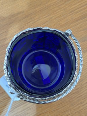 Lot 25 - A George III silver and blue glass cream pail