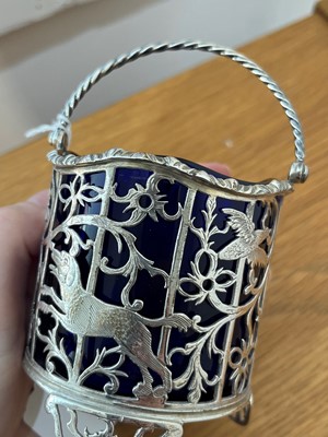 Lot 25 - A George III silver and blue glass cream pail