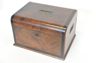 Lot 222 - Victorian walnut, ebony and brass jewellery box
