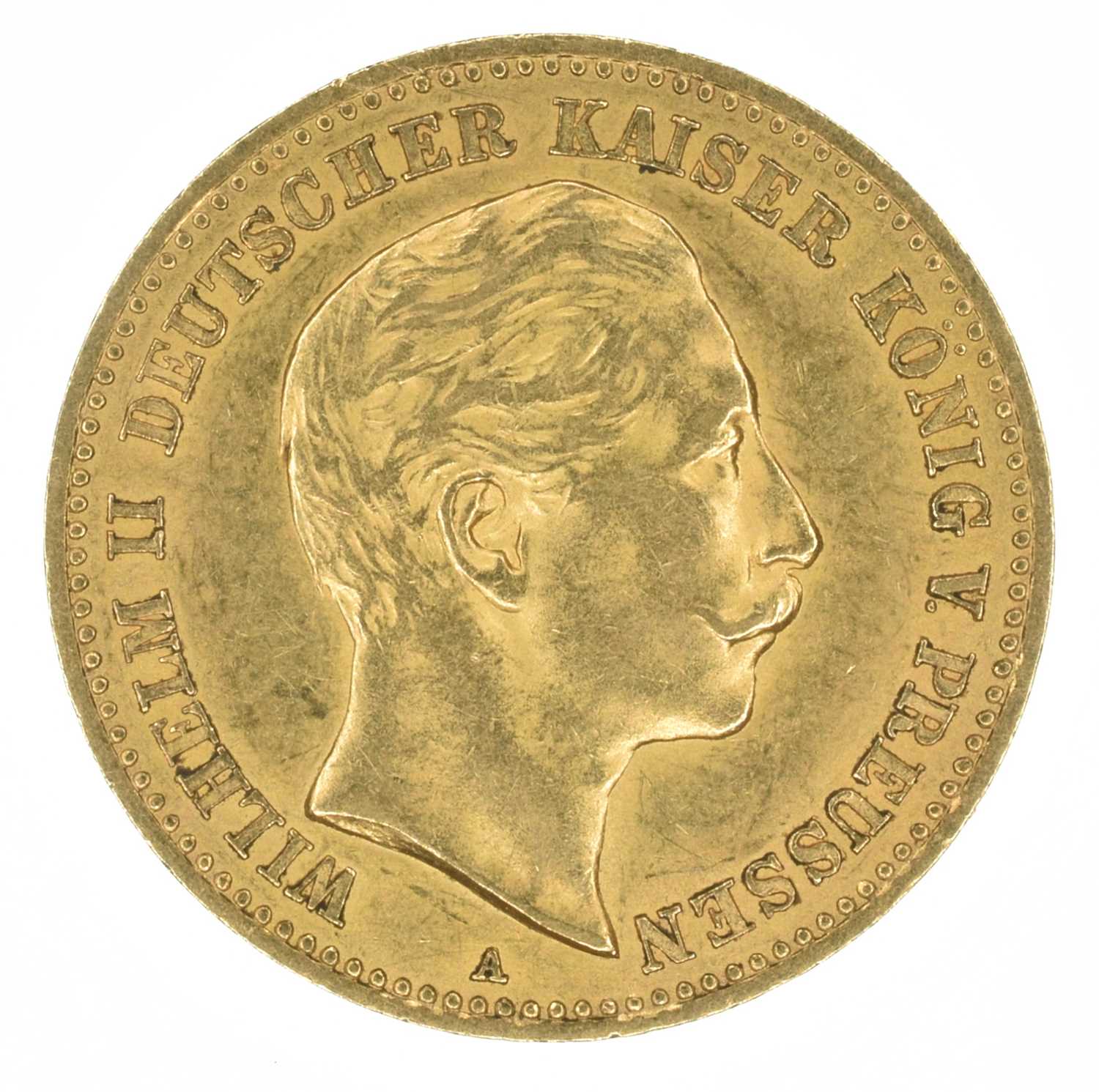 Lot 47 - German States, Prussia, Wilhelm II (1888-1918), 10 (Ten) Mark, 1893, gold coin.