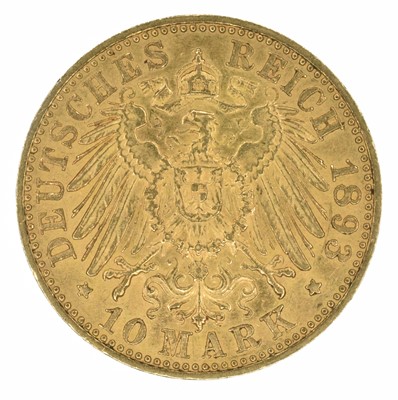 Lot 47 - German States, Prussia, Wilhelm II (1888-1918), 10 (Ten) Mark, 1893, gold coin.