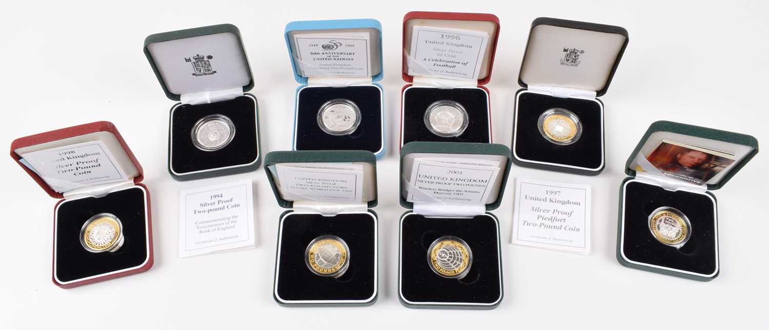 Lot 15 - Assortment of various Royal Mint silver proof coins and a Dhruva Mistry Medal (15).