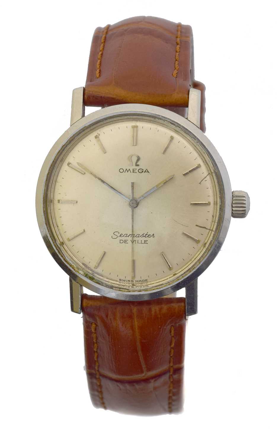 Lot 203 - A stainless steel Omega Seamaster De Ville manual wind wristwatch.