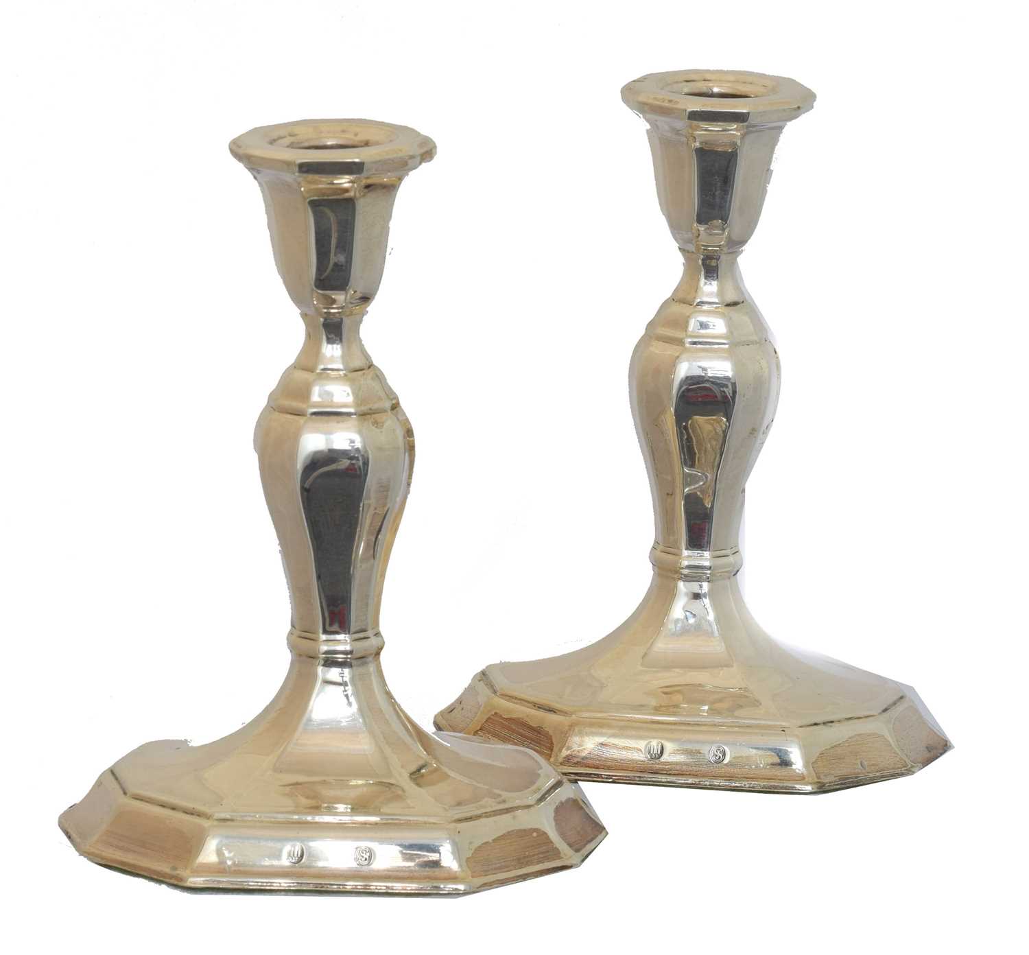 Lot 35 - A pair of 1930s silver Danish silver candlesticks