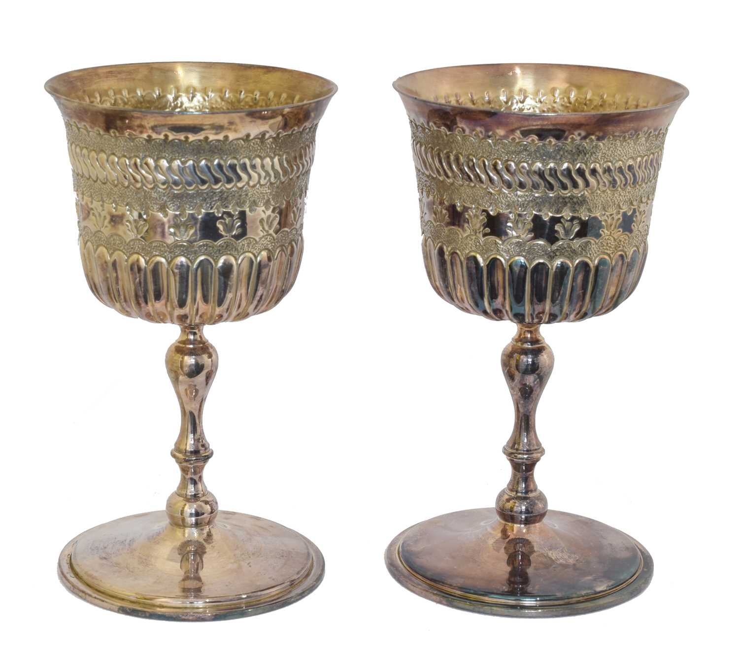 Lot 7 - A pair of Elizabeth II silver goblets.