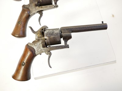 Lot 17 - Three Belgian pinfire revolvers, with 3 inch...