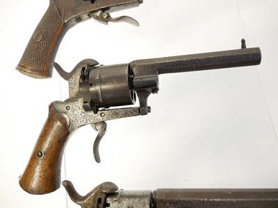 Lot 17 - Three Belgian pinfire revolvers, with 3 inch...