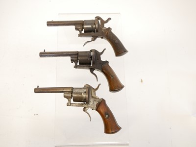 Lot 17 - Three Belgian pinfire revolvers, with 3 inch...
