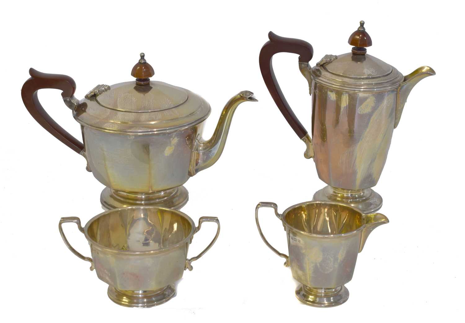 Lot 38 - A George V silver four piece tea set.