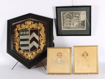Lot 280 - A 19th Century Embroidered Bullion Work Family Armorial Crest
