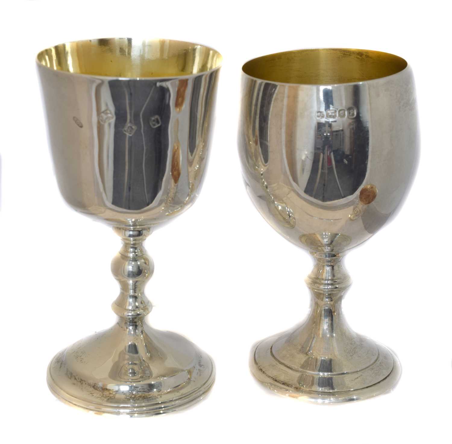 Lot 10 - Two silver goblets.