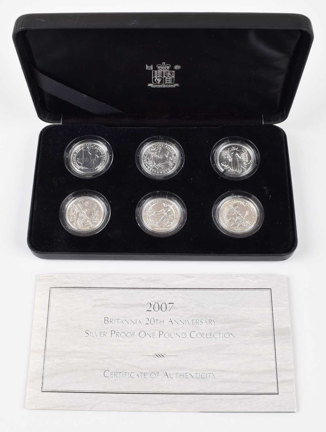 Lot 29 - 2007 Britannia 20th Anniversary Silver Proof One Pound Collection.